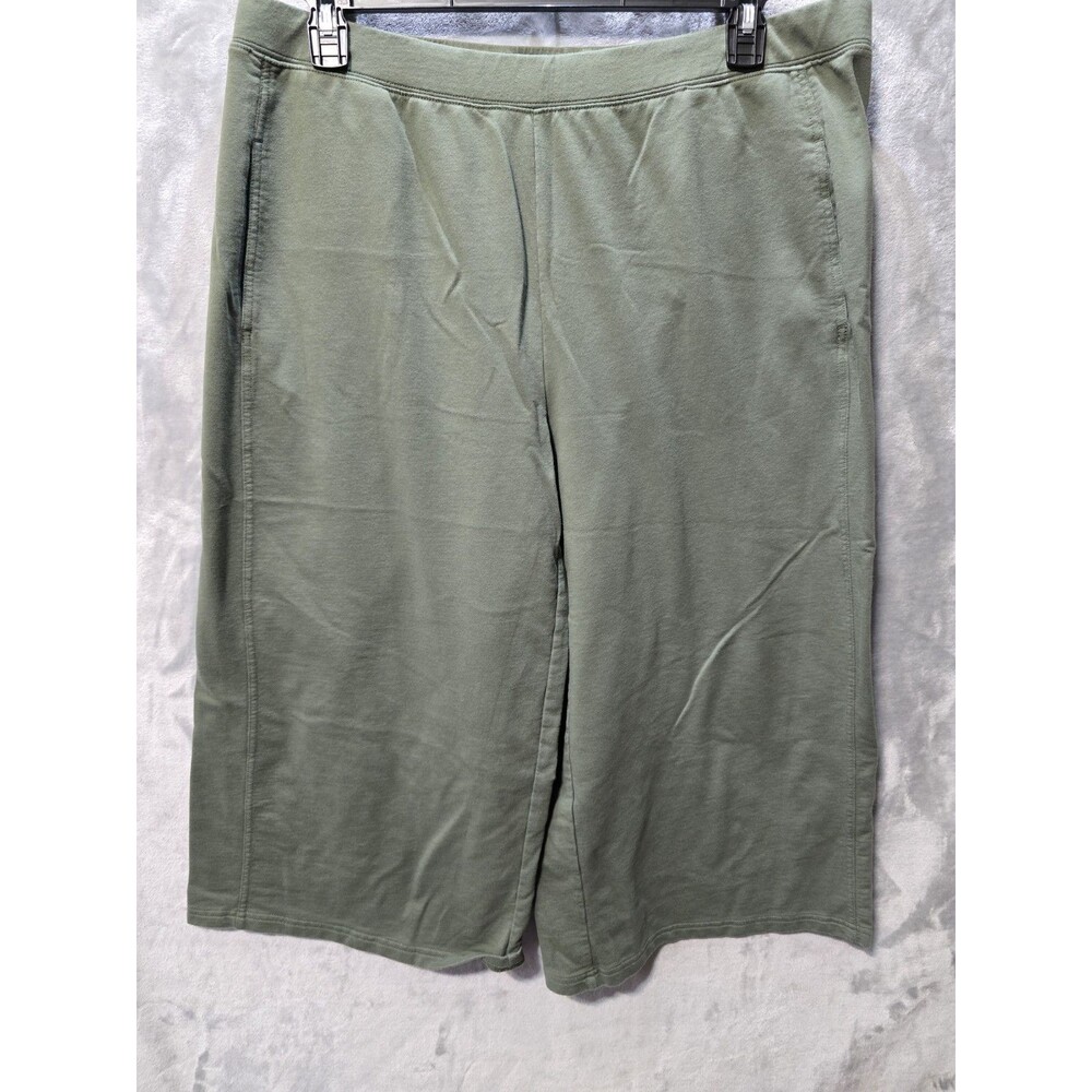 D&CO Active Capris Womens XL Olive Green Pockets Boho Peasant Comfort Pull on